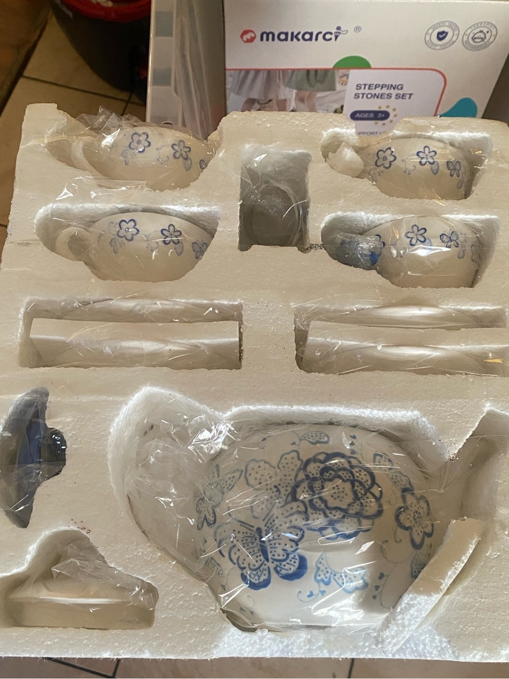 Hallmark White and Blue Floral Ceramic Tea Set - 12pc